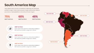 Multi-colored South America map infographic showing different regions highlighted in pink, red, and orange.