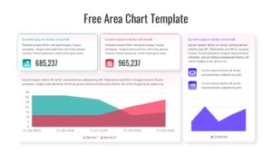 Minimalist area graph dashboard with percentage circles and a dual-series trend line
