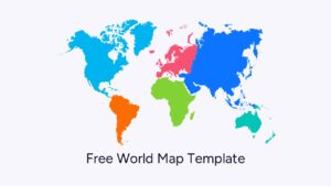Detailed world map infographic with vibrant colors for each continent and specific text labels to describe international market share or demographic data
