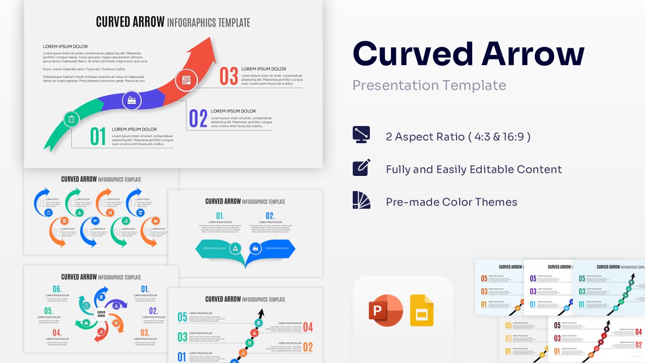 curved arrow powerpoint template and google slides - Winslides