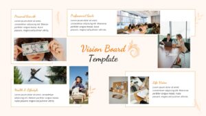 A creative peach-colored vision board slide with taped-note elements for wellness and personal growth.