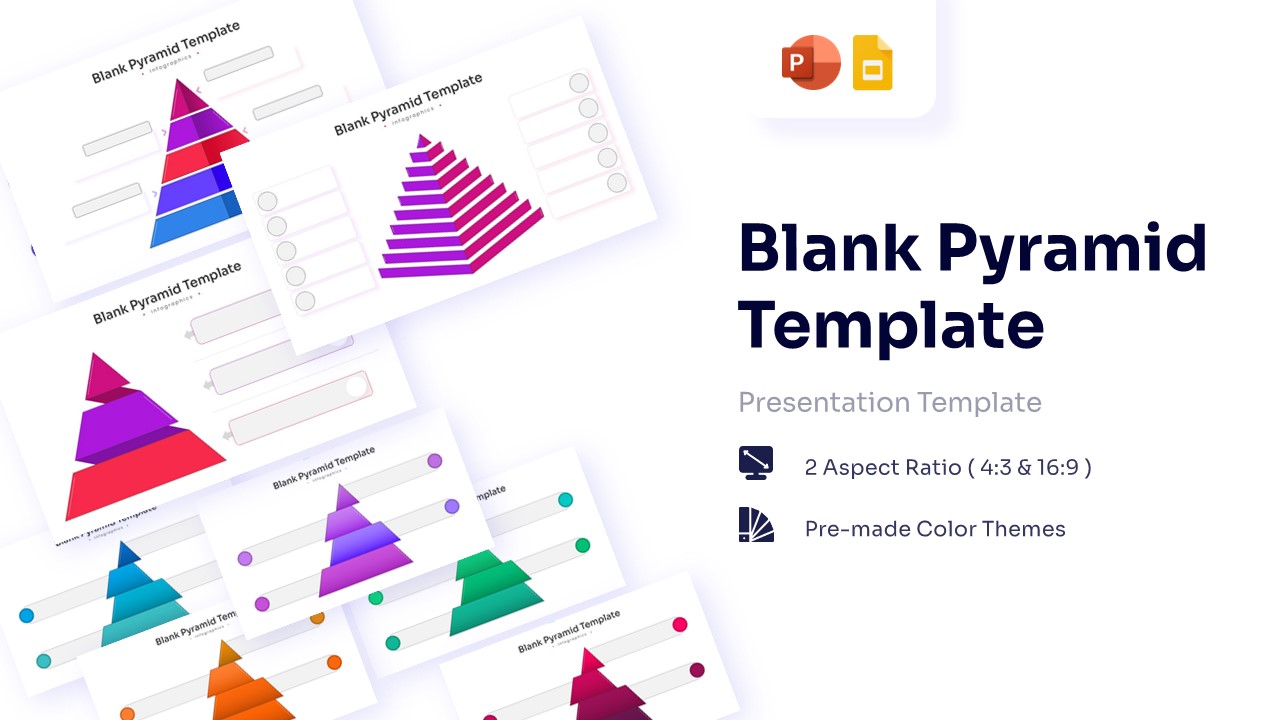 Featured image showing a collection of multi-colored blank pyramid templates with varying layers and text placeholders