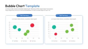 Two side-by-side bubble charts in blue frames used for comparing different data sets or time periods.