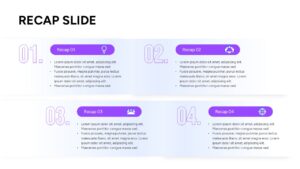 Grid style key takeaways infographic displaying four distinct sections with numbered markers and bulleted lists.
