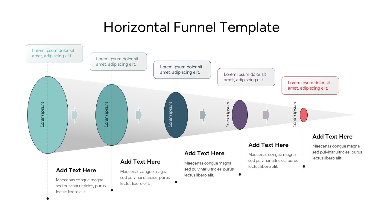 Minimalist flat design horizontal funnel slide with a clean green and blue color palette.