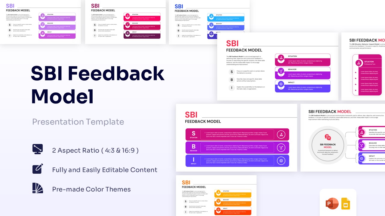 SBI Feedback Model featured image showing multiple slide layouts in purple and blue themes.