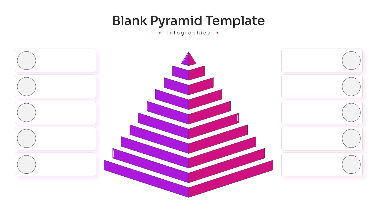 A maroon layered pyramid slide designed for business hierarchy and process visualization