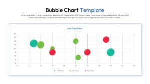A collection of bubble chart slides showing various layouts, color schemes, and data distribution styles.