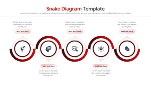 Five circular nodes connected by an alternating curved line for process flow visualization.
