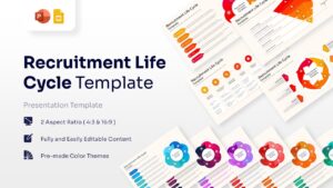 Collage of various recruitment life cycle slides in different color themes and aspect ratios.